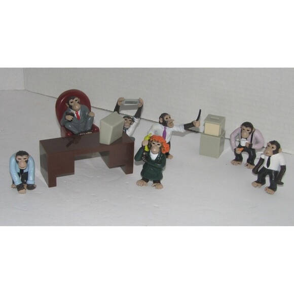 Office Monkeys Playset 2 Inch Figures and Furnitures by Accoutrements - Picture 1 of 8